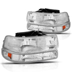 Bumper Headlight Lamp Amber Side Chrome for Chevy Silverado/Suburban (1999–2006)