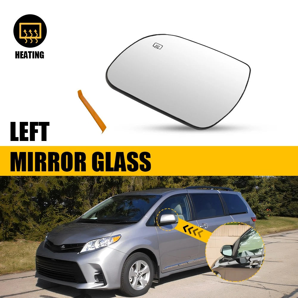 Left Driver Side Heated Mirror Glass for Toyota Sienna (2011–2019) OE TO1324127