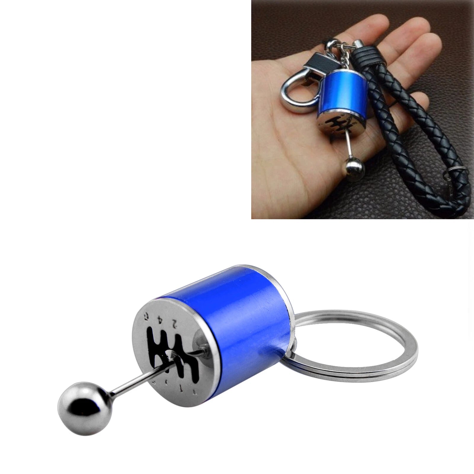 Gear Box Shift Style Keychain for Blue Alloy Chrome Metal Finish (2011–2025)