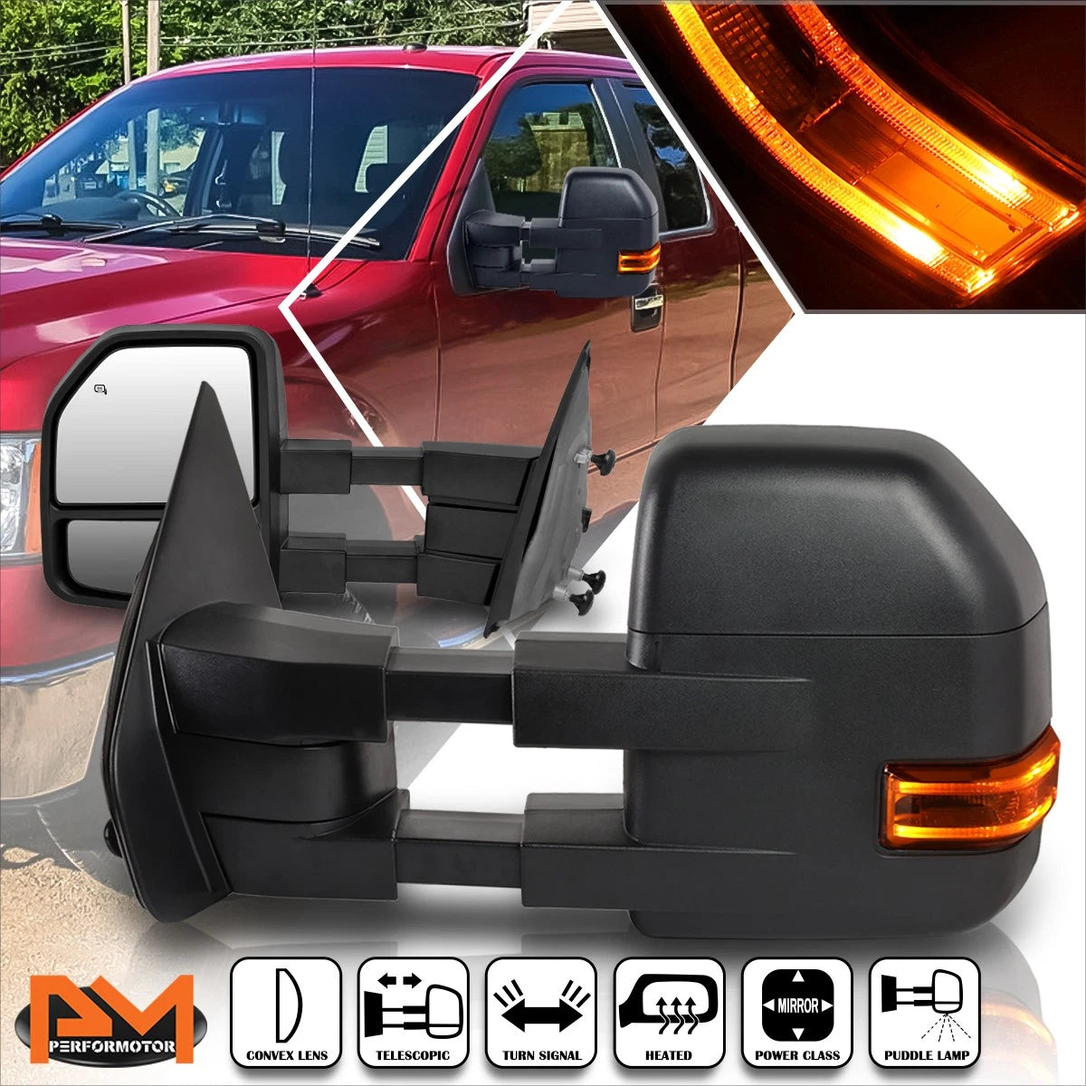 Power Heated Towing Mirror for Ford F150 (2004–2014) w/LED Signal, Puddle Lamp