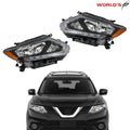 Set of 2 Halogen Headlights for Nissan Rogue (2014–2016) Chrome Housing