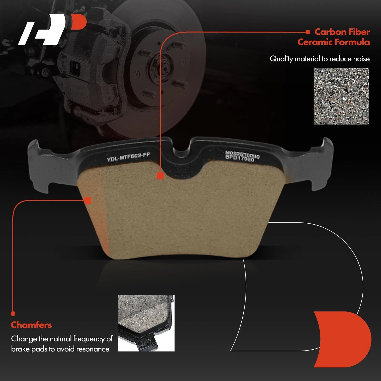 Set of 4 Rear Ceramic Brake Pads for Mercedes-Benz W205 (2016–2018)
