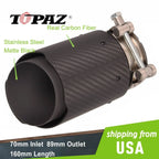 Exhaust Muffler Tip for Universal Fit (70mm In, 89mm Out, Carbon Fiber)