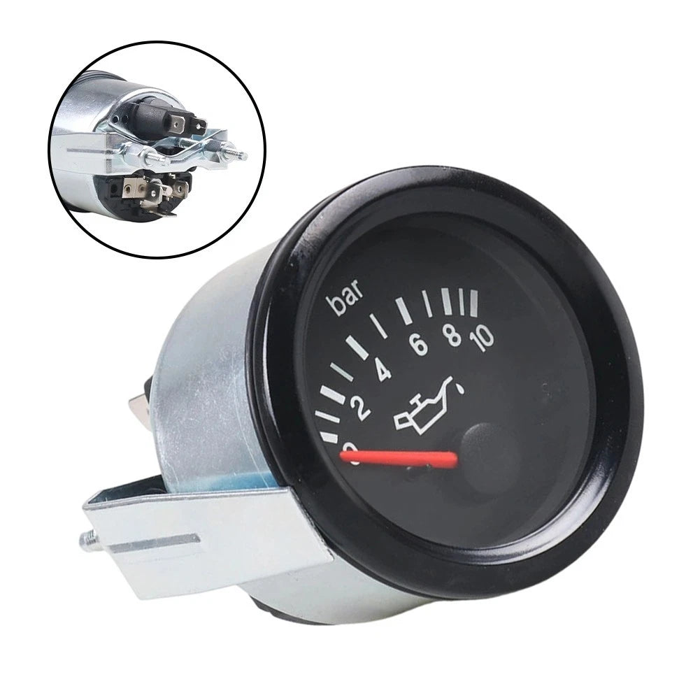 12V DC Oil Pressure Gauge 52mm 10 Bar for Car Truck Boat (Universal)