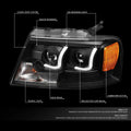 LED DRL Tube Projector Headlight for Ford F150 Mark LT (2004–2008)