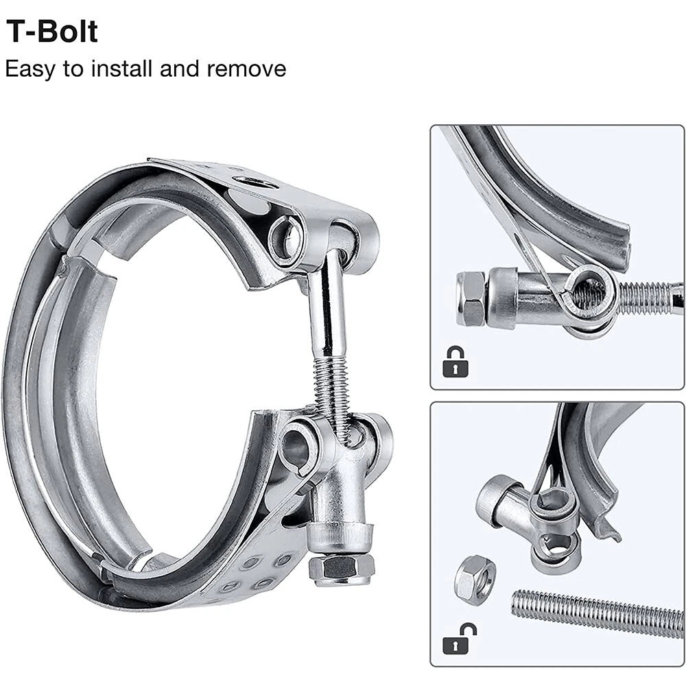 2.5" Stainless Steel V-Band Turbo Pipe Exhaust Clamp for Universal (All Years)