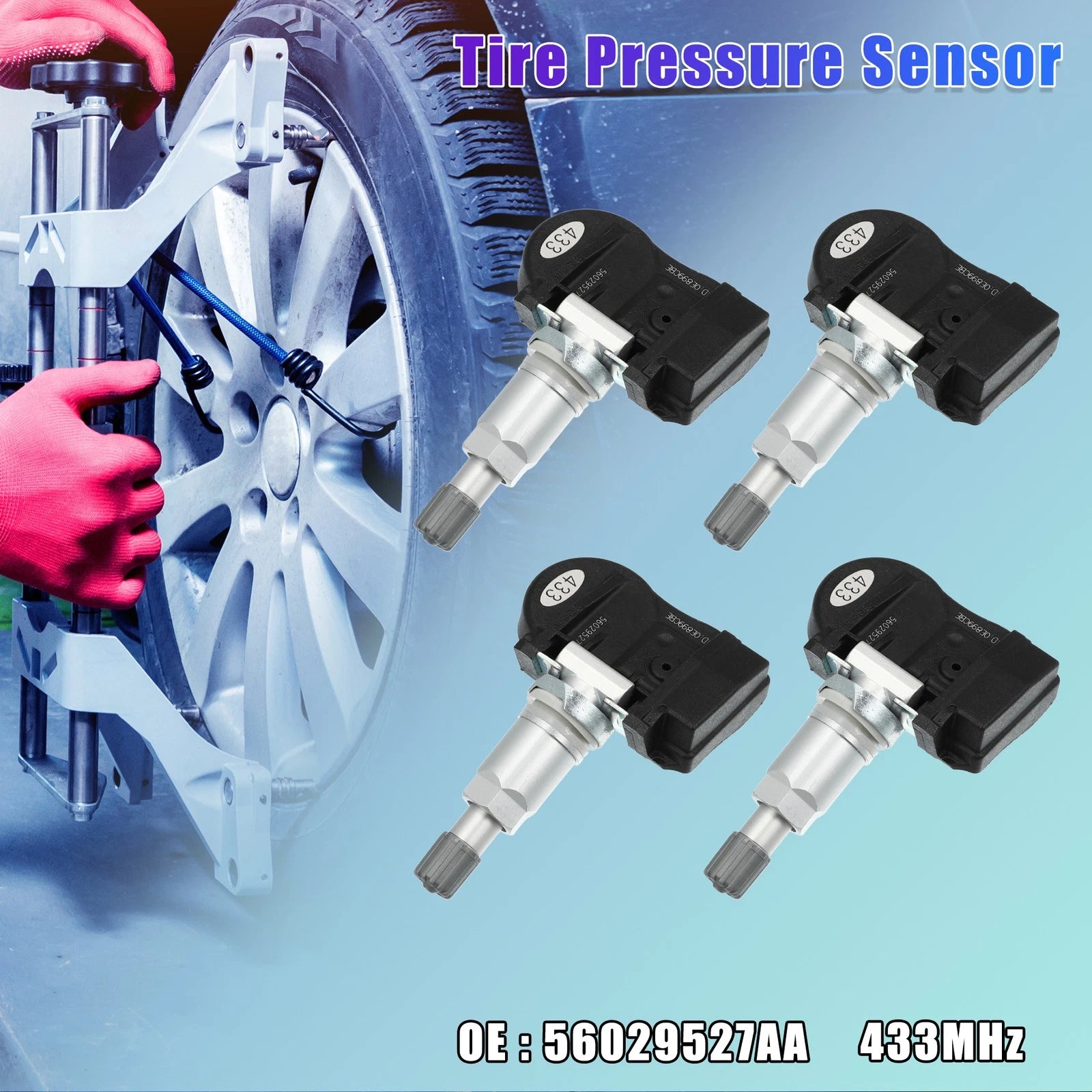 Set of 4 Tire Pressure Sensors 56029527AA 433MHz for Dodge Grand Caravan (2009–2010)