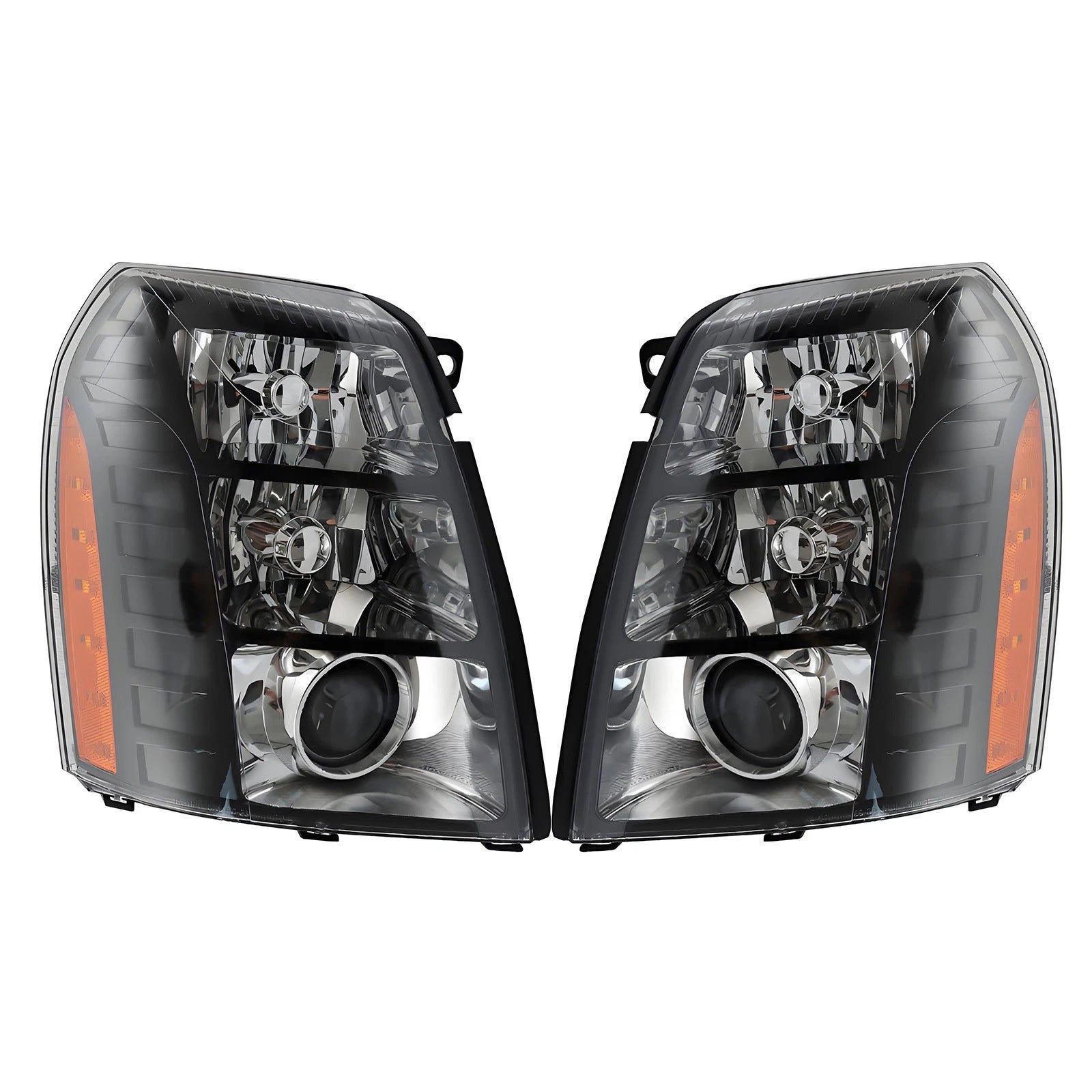 HID/Xenon Headlight Set for Cadillac Escalade (2007–2014) Black w/o Bulb