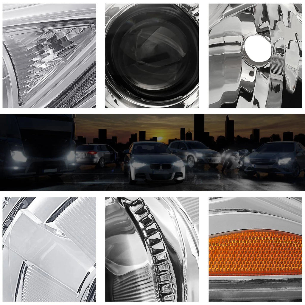 C-Shape LED DRL Turn Signal Headlights for Dodge Charger (2011–2014)