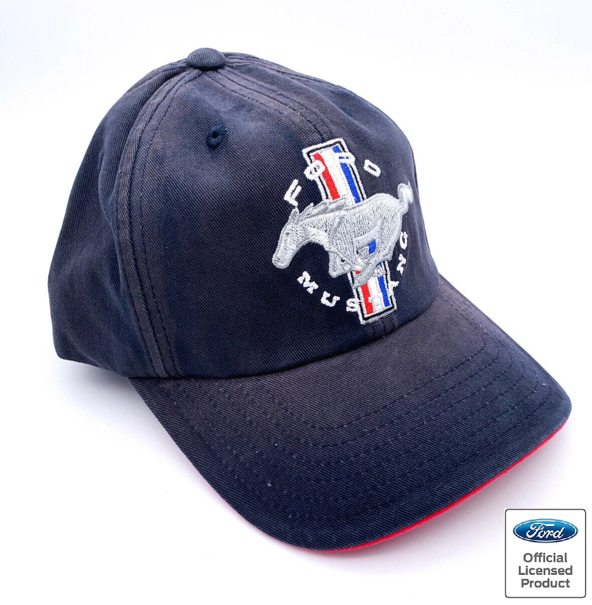Ford Mustang Hat Cap Navy Chemical Washed Tri Bar Logo for Ford Mustang (2005–2018)