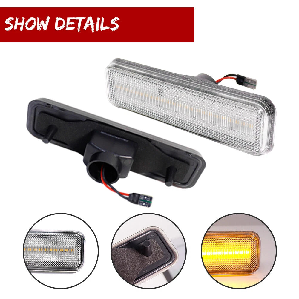 Clear Lens Amber LED Front Side Marker Indicator Lights for Dodge D100 D150 D250
