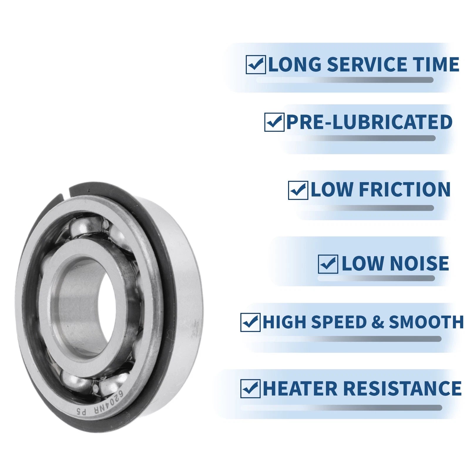 6204NR Deep Groove Ball Bearing for Scooter Skateboard Wheel (P5)