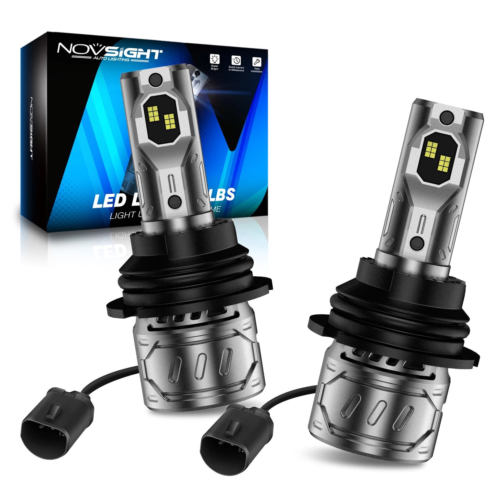 2X Novsight 9004 HB1 LED Headlight Bulbs 13000LM 6500K for High Low Beam