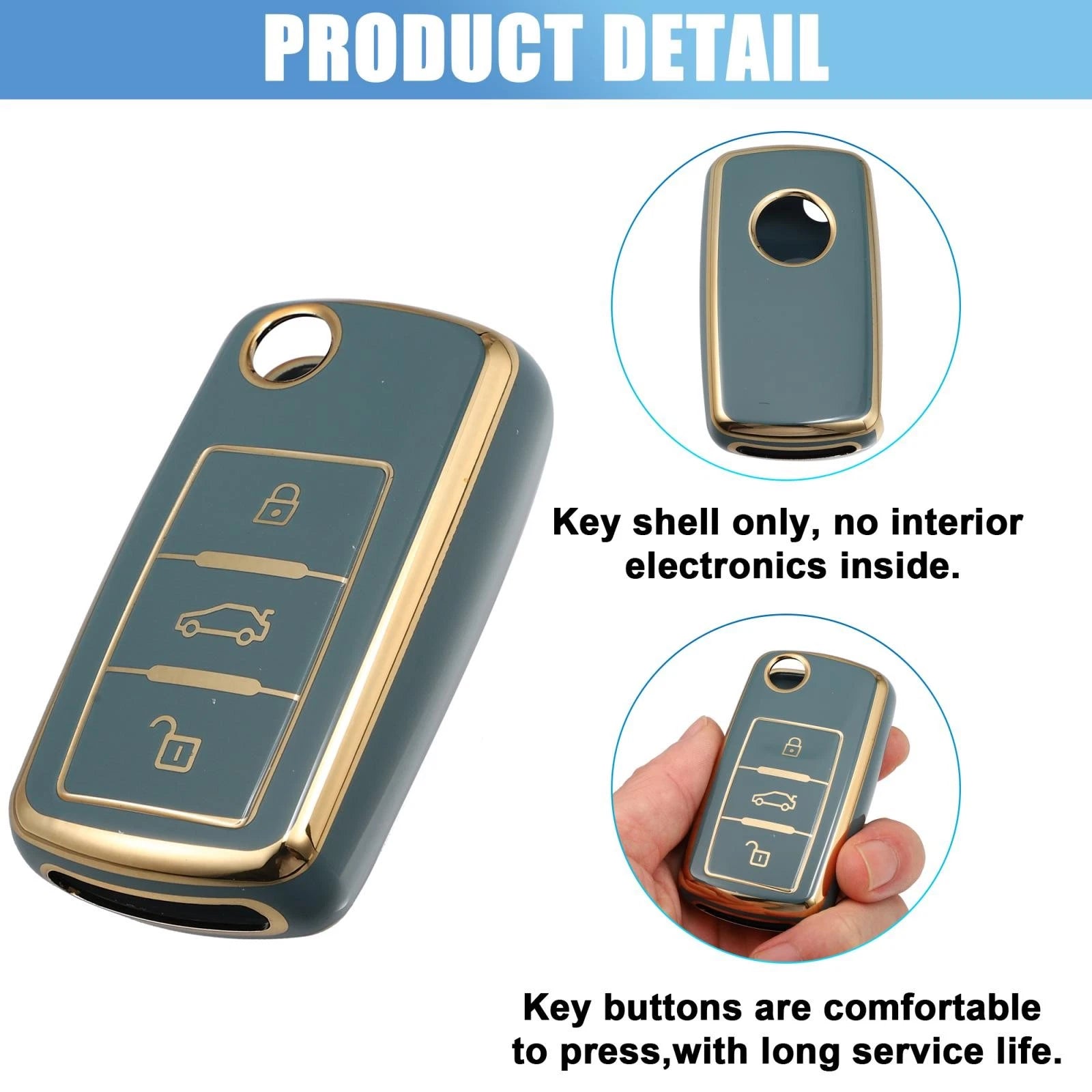 Silicone Key Fob Case Cover for Volkswagen Tiguan (2010–2017) - Blue