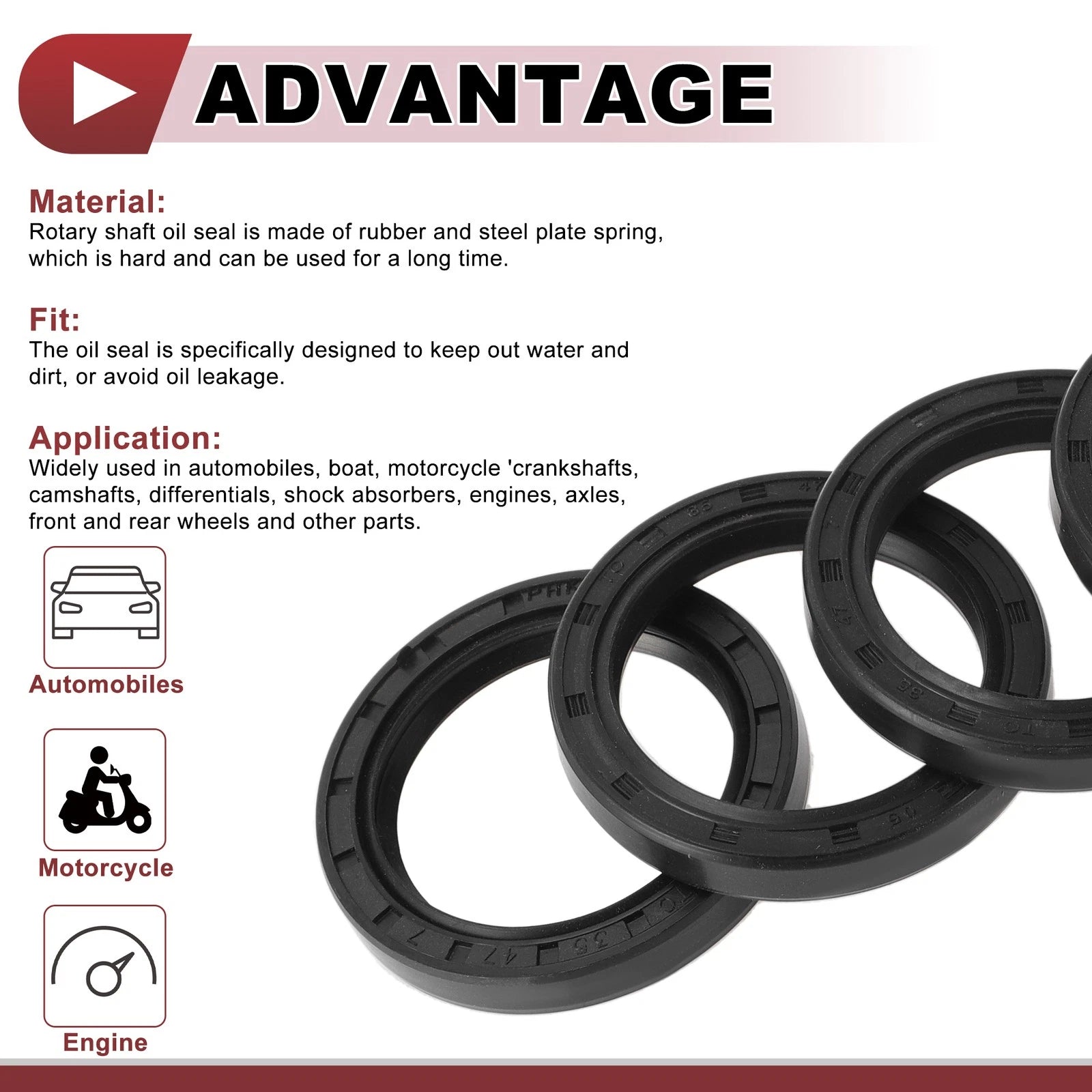 Set of 5 Rotary Shaft Oil Seals 35x47x7mm Nitrile Rubber 672668828717