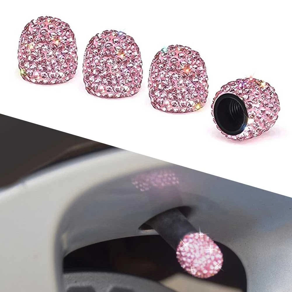 Air Valve Cap Set of 4 for Universal Vehicles (Anti-rust, Dust-Proof, Pink)