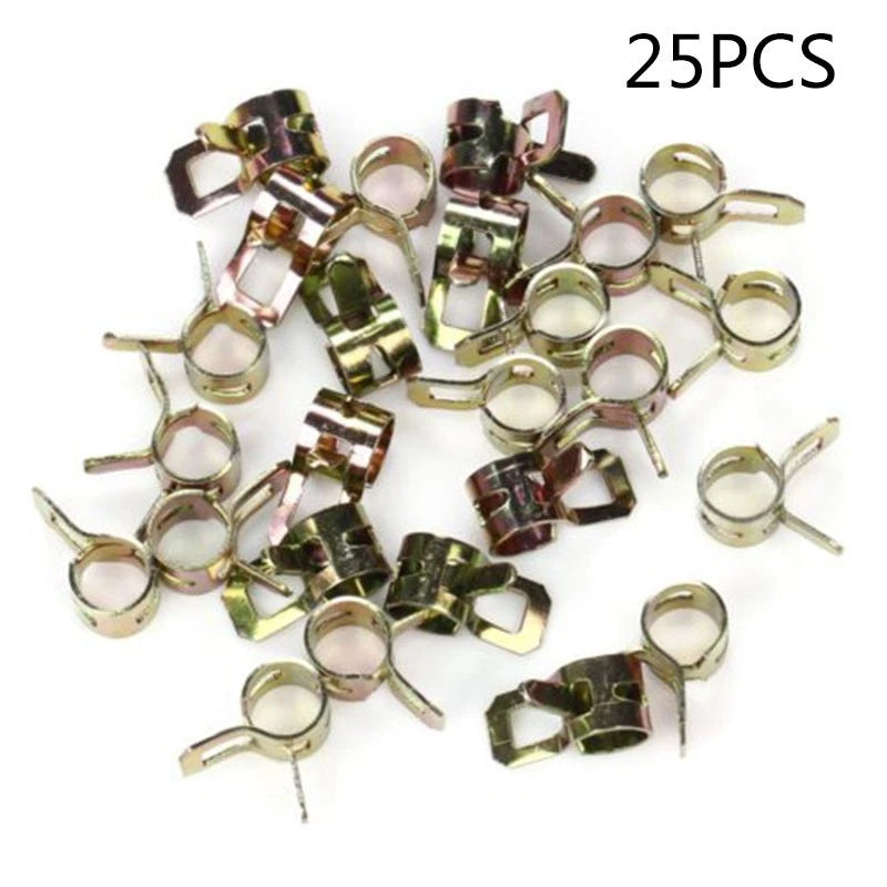 Set of 25 Fuel Line Spring Clips for Various Applications (1/4 Inch)