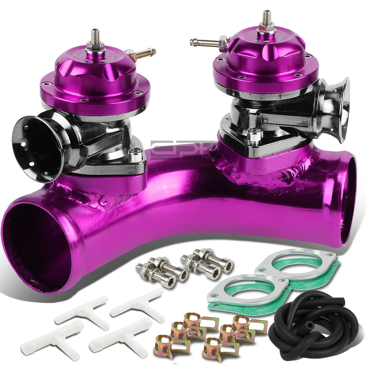 2X 2.5" 70 Degree Twin Flange Pipe Adaptor + Turbo Blow Off BOV for GRS/GS