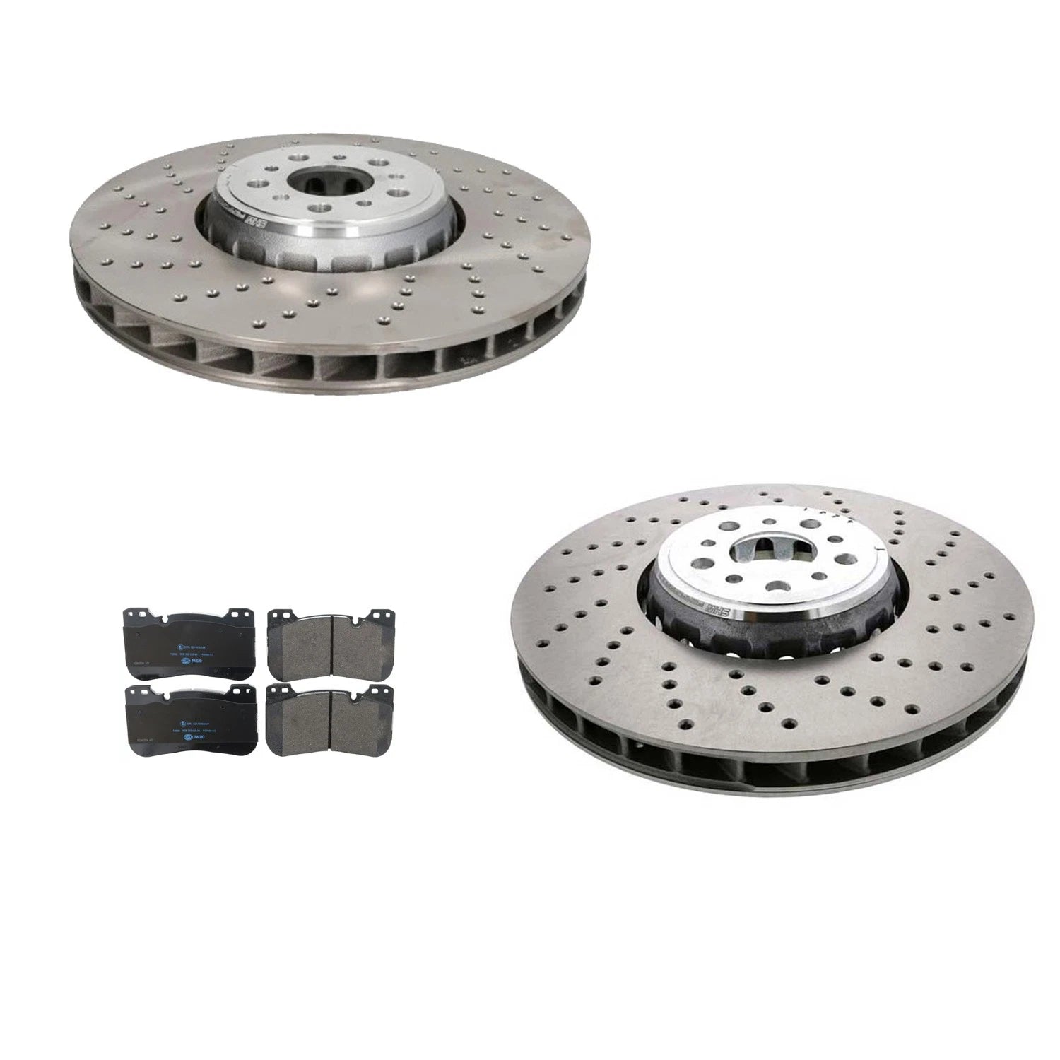 SHW Performance Front Rotors & Hella Low-Met Brake Pads for BMW F10 F90 M5 (2011–2021)