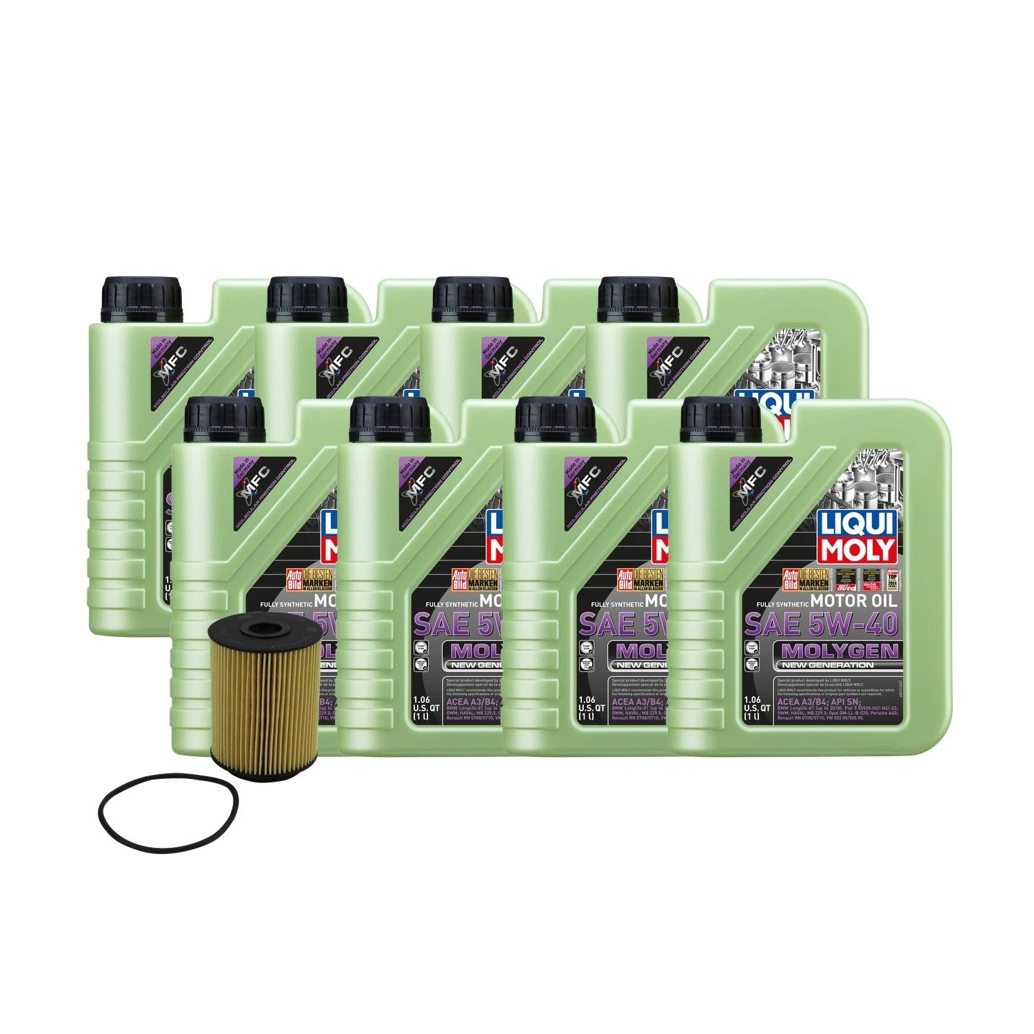 Oil Change Kit 5W-40 for Audi A8 Quattro (2000–2002) - 8L Liqui Moly Molygen, Mann