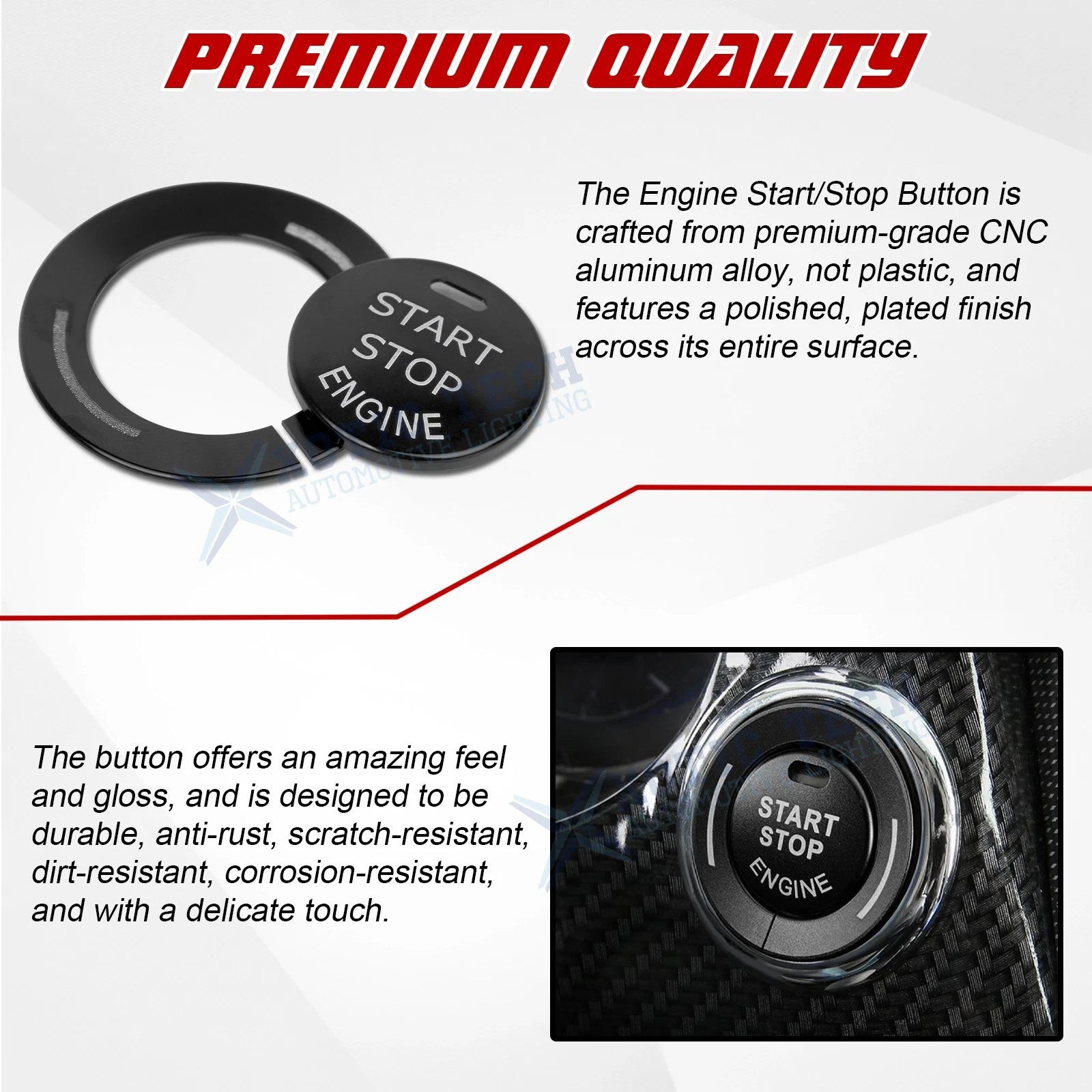 Alloy Engine Start Stop Push Button Cover for Infiniti Q50 QX50 2017-2022