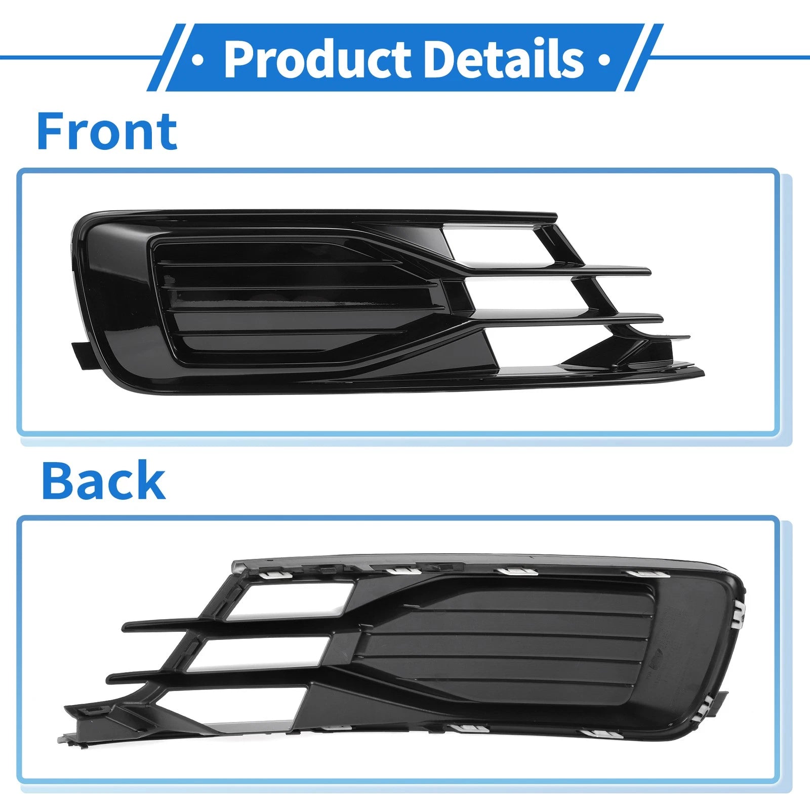 1pc Fog Light Grill for Audi A6 C7 (2014–2018) No. 4G0807682AD Black