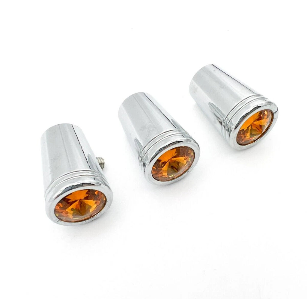 Chrome Metal Amber Crystal Mini Toggle Switch Extension Set for Kenworth (2-Piece)