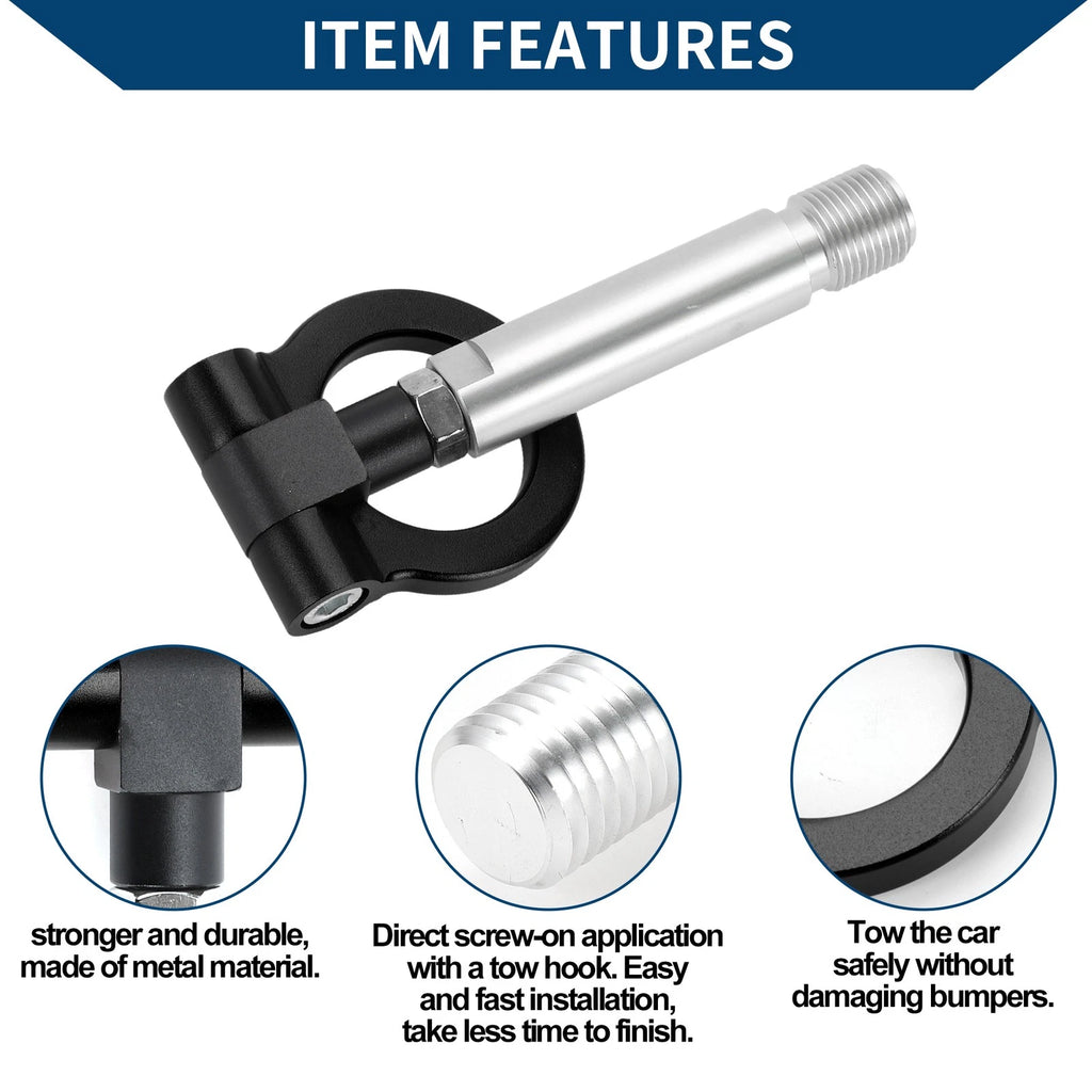 Tow Hook for Toyota Yaris (2023) - Metal Towing Ring, Black