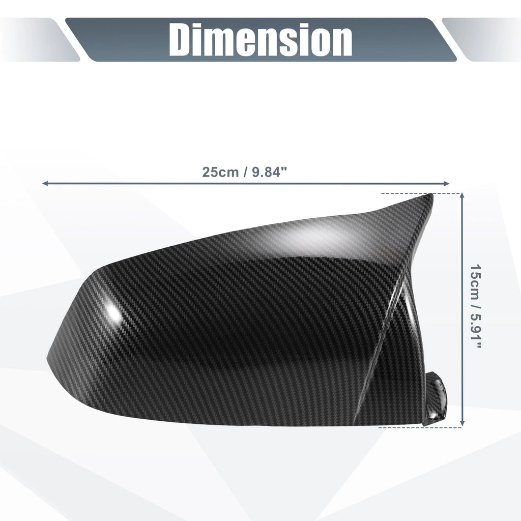 Pair Rearview Mirror Cover Cap Black Carbon Fiber for BMW 5 6 7 Series (F01 F02)