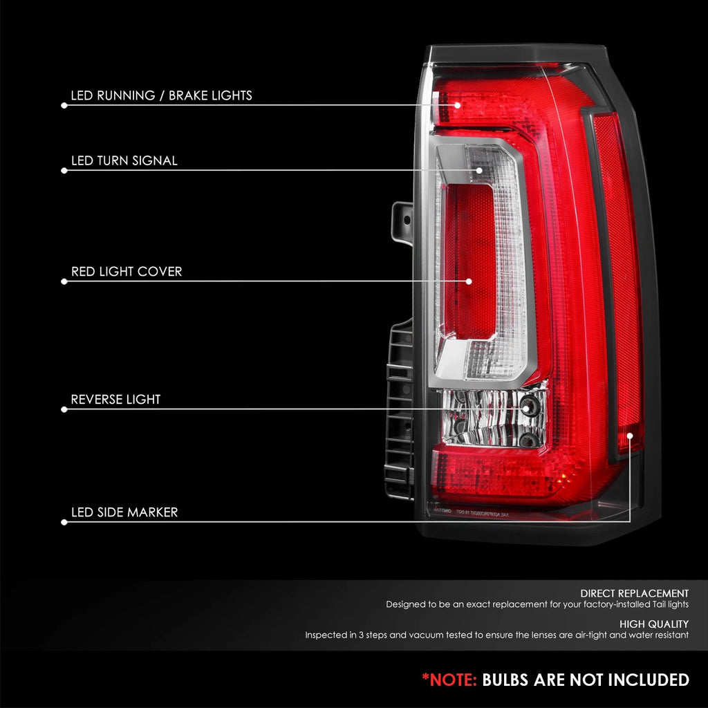 Chrome Housing Red Lens Reflector Taillight for GMC Yukon XL (2015–2020)