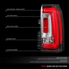 Chrome Housing Red Lens Reflector Taillight for GMC Yukon XL (2015–2020)