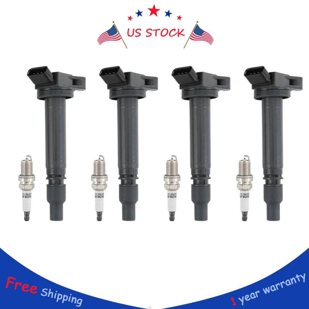Set of 4 Ignition Coils & Spark Plugs for Toyota Lexus Highlander (2001–2023)