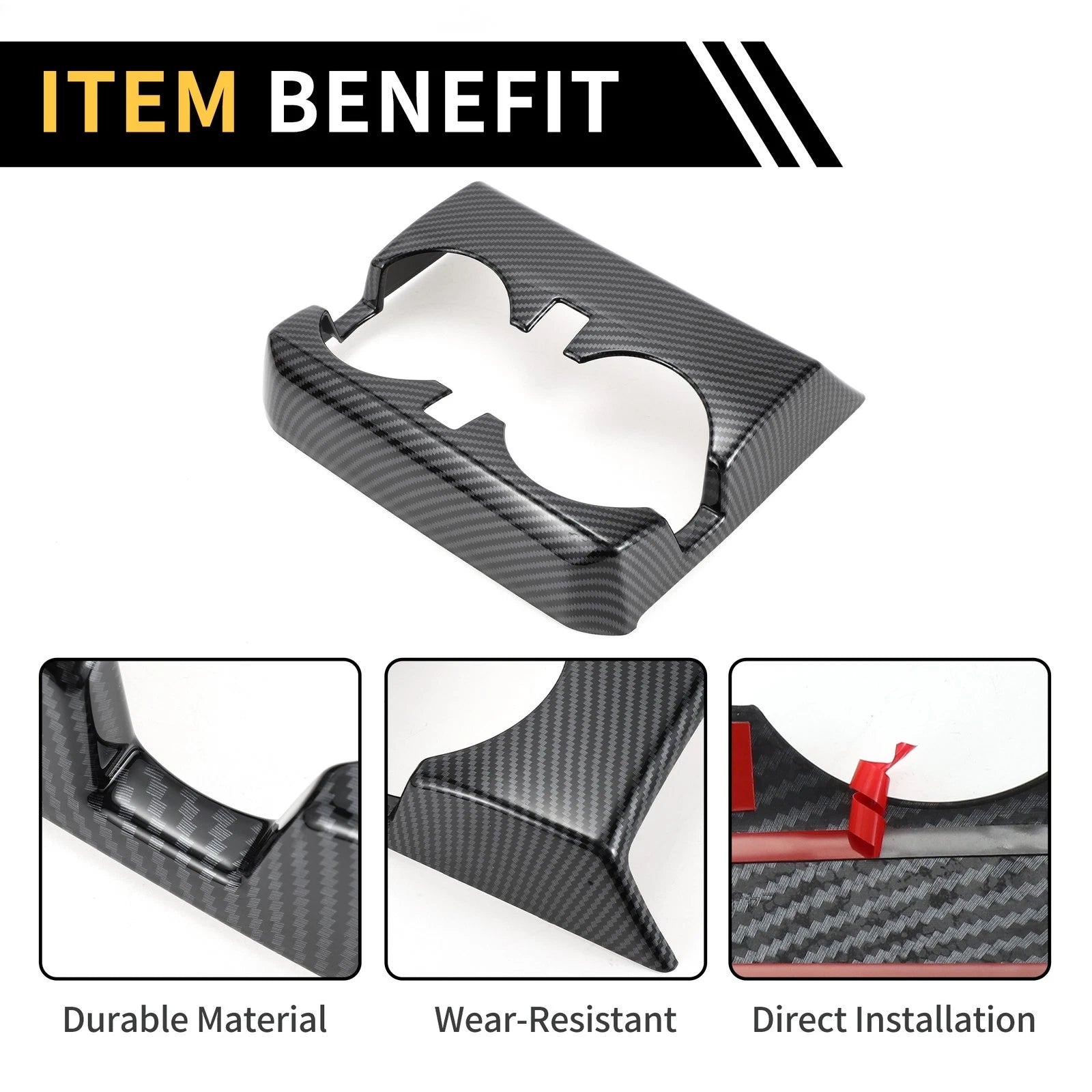 Armrestbox Rear Cup Holder Cover for Chevy Colorado (2023–2024) Carbon Fiber