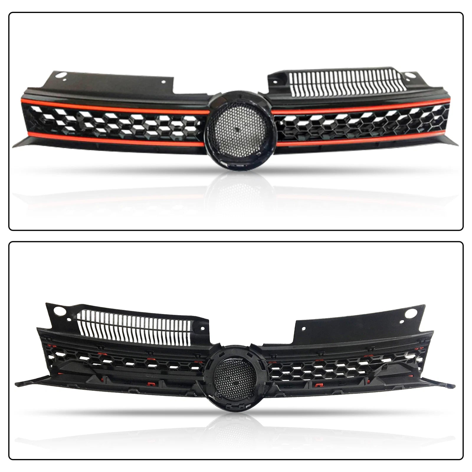 Grille for VW MK6 Golf/GTI/Jetta Sportwagen (2010–2014) Black with Red Trim