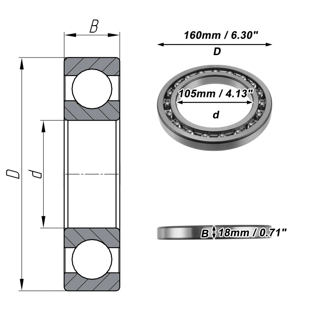 Deep Groove Ball Bearing 105x160x18mm for Scooter Skateboard (P5)