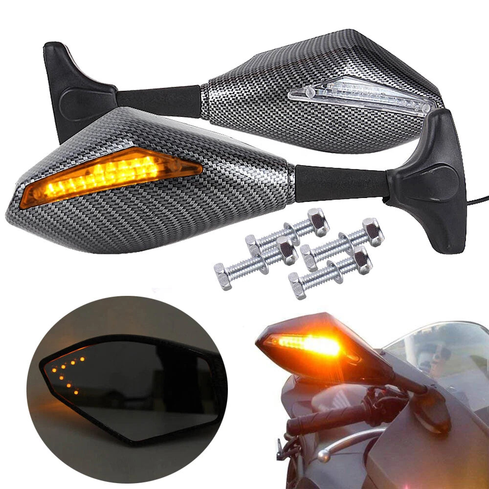 LED Turn Signal Lights Rearview Mirrors for Suzuki GSXR100 (Universal)