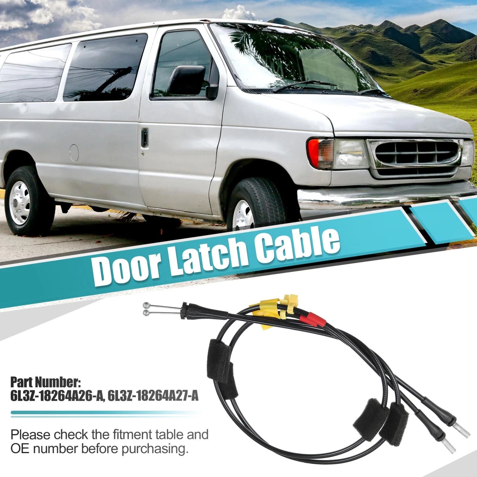 Set of 2 Rear Upper Door Latch Cables 6L3Z-18264A26-A for Ford F-150 F-250 (1997–2004)