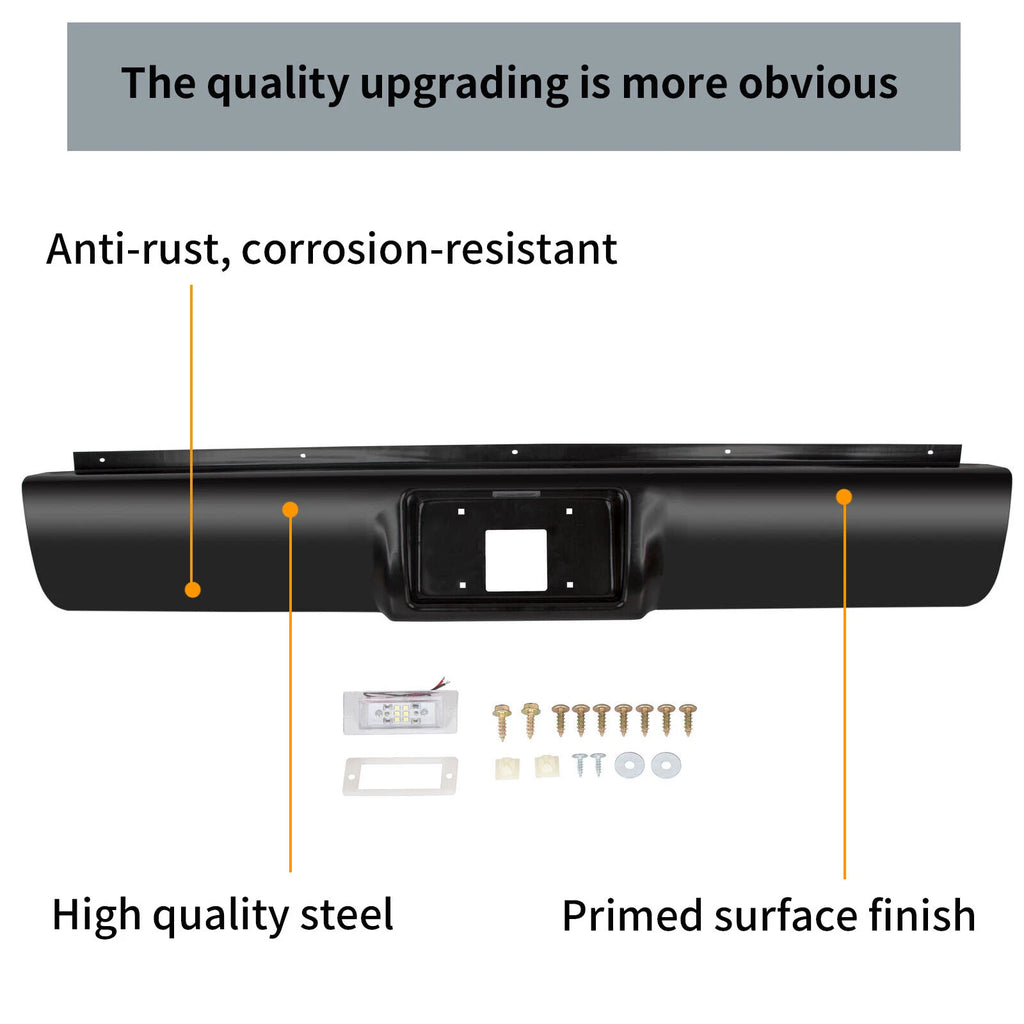 Rear Bumper Roll Pan with Light for Chevy Silverado Sierra (1988-1998)