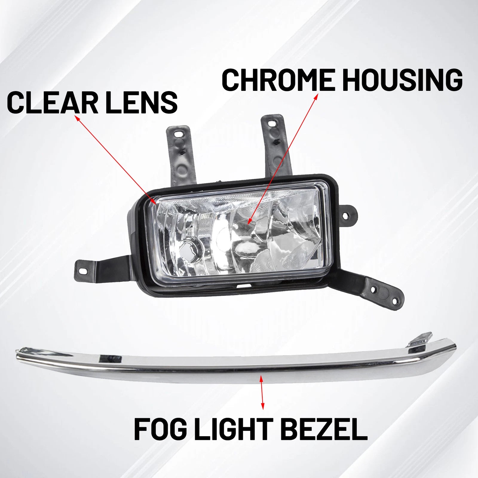 Fog Lights for Chevy Suburban/Tahoe (2015-2020) with Chrome Trim