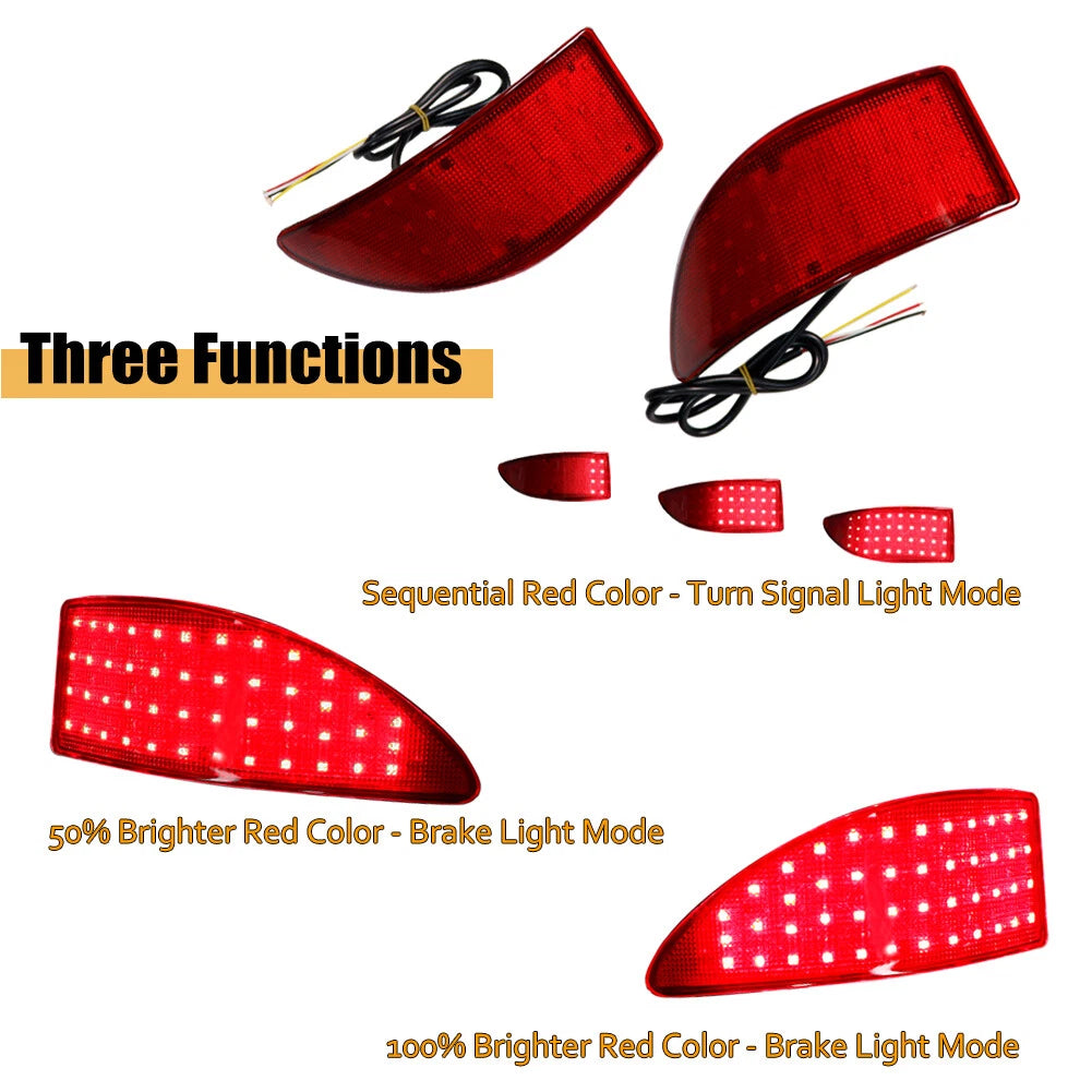 2X Red LED Bumper Reflector Tail Lights for Lexus IS250 IS350 (2006–2013)