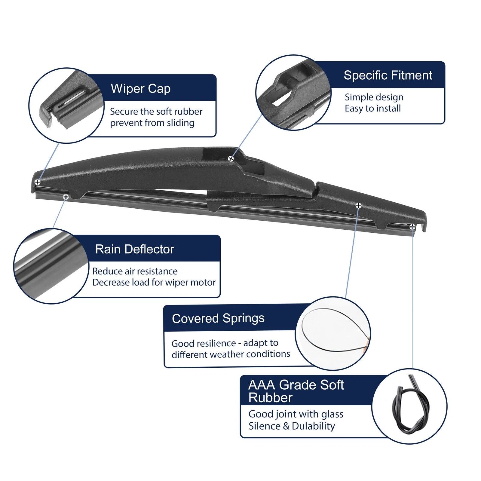 2X Rear Windshield Wiper Blade for Lexus CT200h (2011–2017)