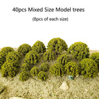 40Pcs Mixed Size Model Trees for Train Railway Building Scenery