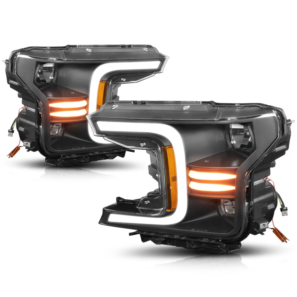 C-Shape LED DRL + Sequential Signal Headlights for Ford F150 (2018–2020)