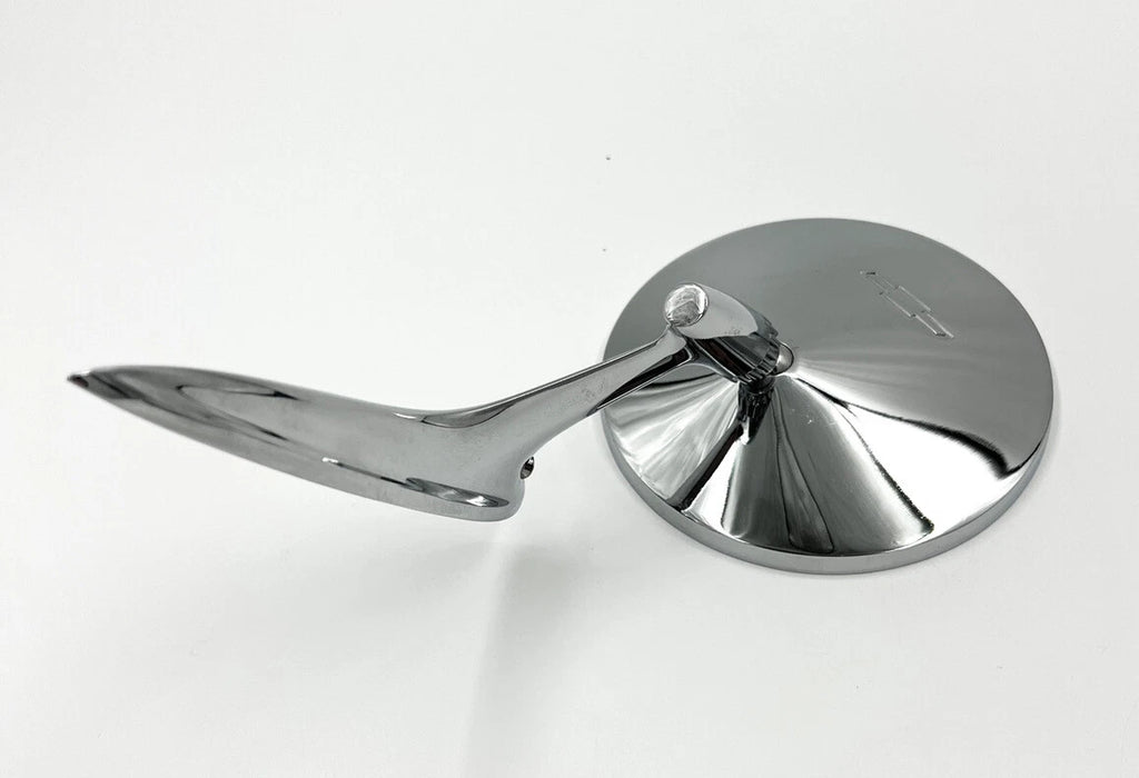 Rear View Side Mirror Chrome Round Bowtie for Chevy Full Size 1963–1964