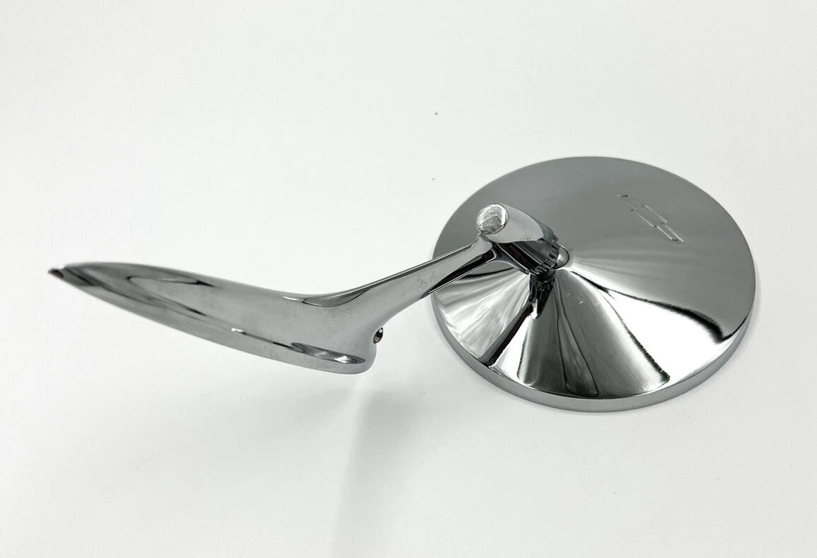 Rear View Side Mirror Chrome Round Bowtie for Chevy Full Size 1963–1964