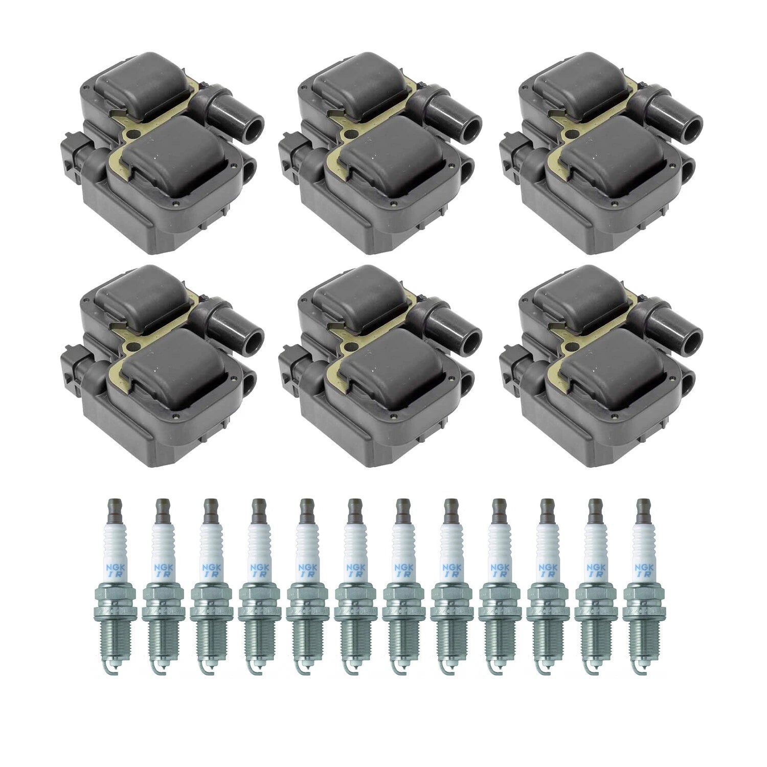 2X Ignition Coil & NGK 12 Laser Iridium Spark Plug Kit for SLK32 AMG (2002–2004)