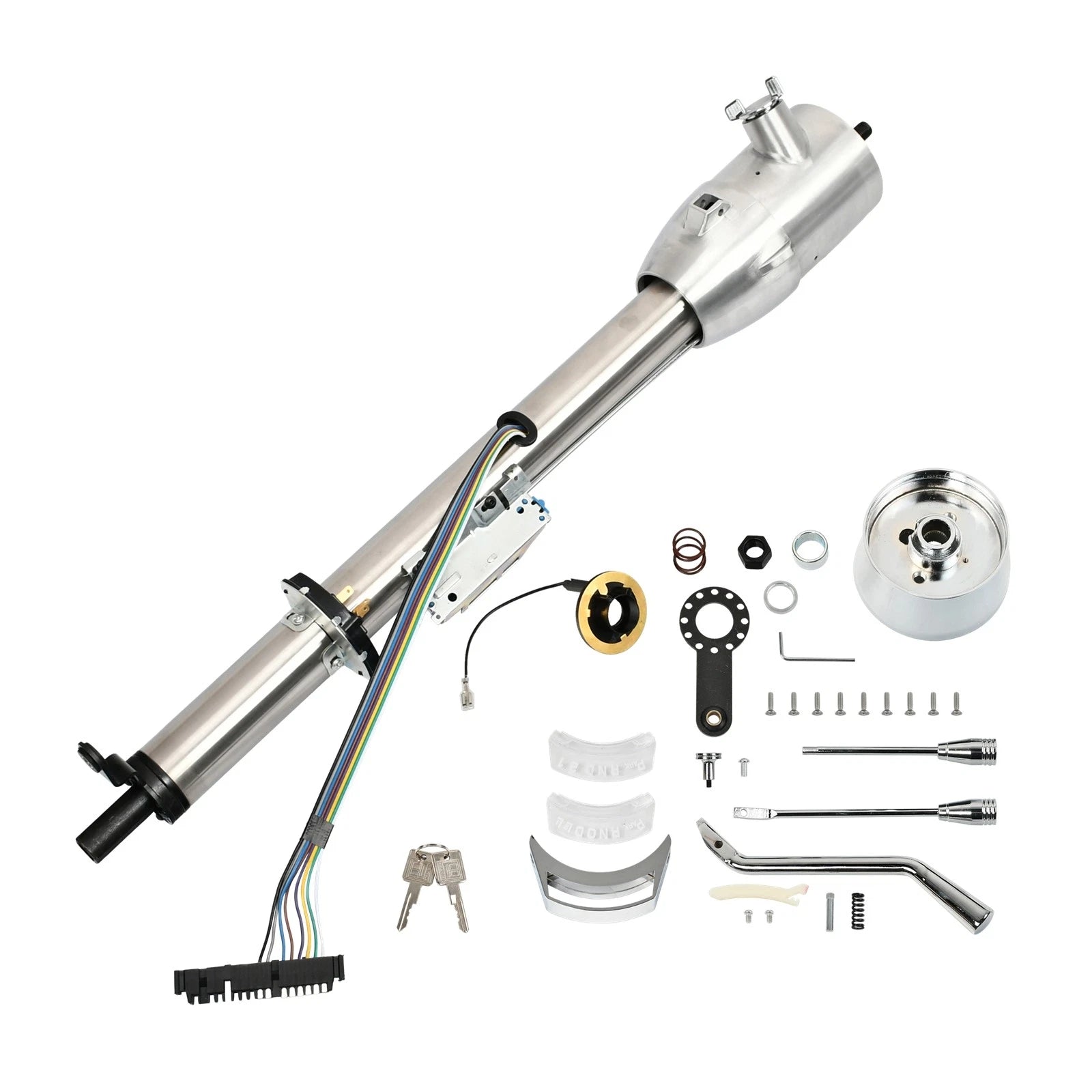30" Stainless Steel Tilt Steering Column w/ Key & 9 Bolt Adapter for