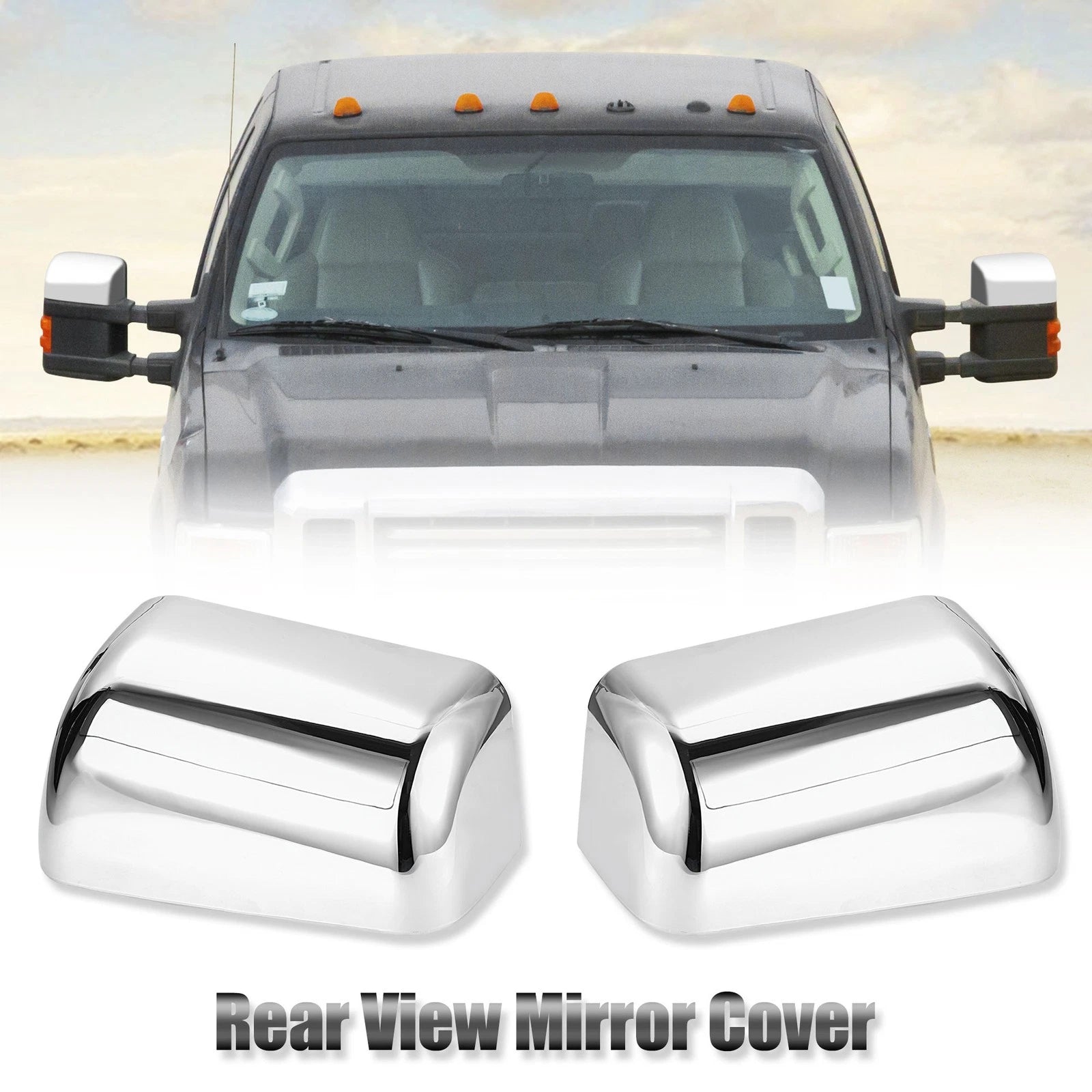 Set of 2 Chrome Mirror Covers for Ford F250 F350 F450 F550 (2008–2016)