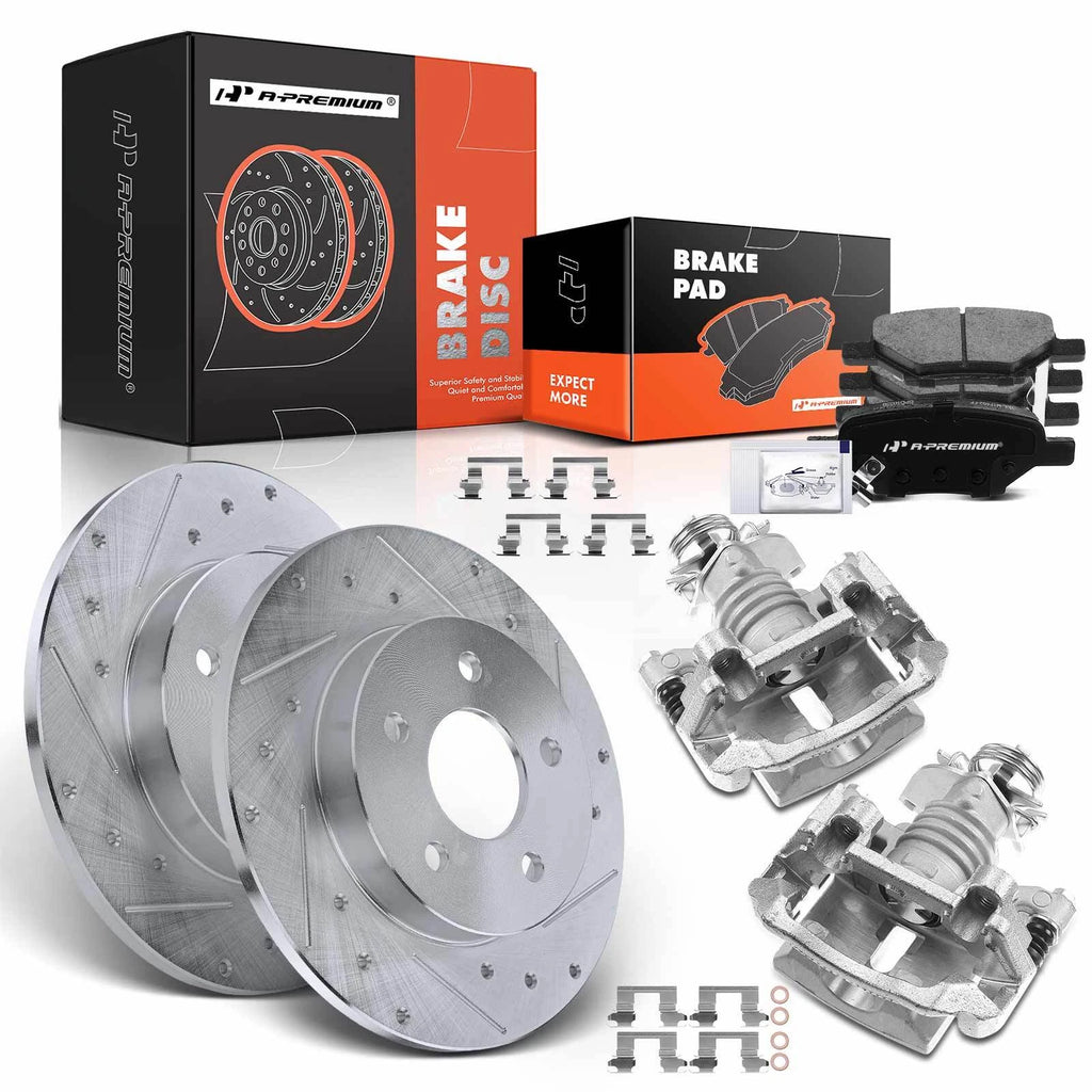 Set of 8 Rear Drilled Brake Rotors & Pads for Chevy Malibu (2008–2012)