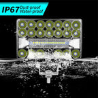 2 x Chrome Rectangular LED Headlights Auto Work Lights for Car Lights